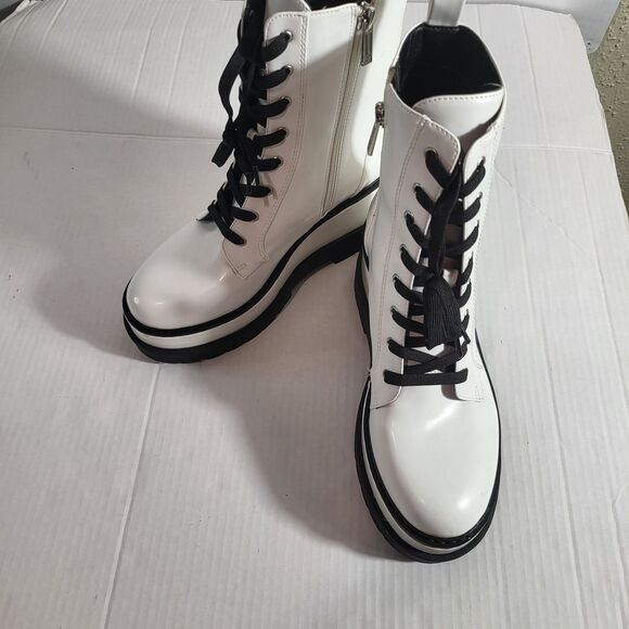 Jessica Simpson Women Imelda Platform Combat Boot White Sz 8 - Picture 4 of 6